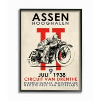 Stupell Industries Vintage Racing Sport Sport Poster Motocikl Europski uokvireni zidni umjetnički dizajn Marka Rogana, 24 30