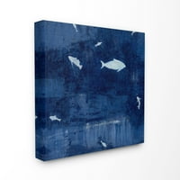 Studell Home Decor Deep Blue Fish Negativni svemirski silueti Slikanje platna zidna umjetnost