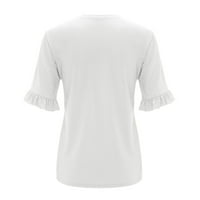 Ženski gornji dio kratkih rukava Ležerne majice ljetne obične bluze s volanima okruglog vrata opuštenog kroja elegantna bluza gornji