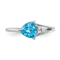 Prsten od bijelog zlata u karatu, Švicarski plavi topaz i dijamantni dijamant