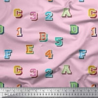 Tkanina Od Georgette Inch s otiskom teksta u obliku brojeva i abeceda širine dvorišta