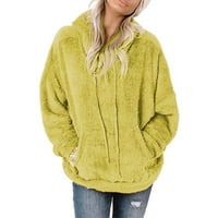 Ženski Casual pulover od donjeg rublja, topli plišani kaput s kapuljačom, jednobojni široki kaput s džepovima