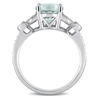 Ženski zaručnički prsten od 1 karatnog akvamarina i 14 karatnog dijamanta od bijelog zlata u meniju