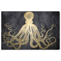 Wynwood Studio životinje zidne umjetničko platno ispisuje morske životinje 'Squid Gold' - zlato, crno