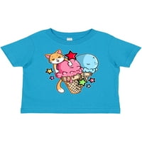 Šareni korneti sladoleda s narančastom mačkom i zvijezdama kao poklon za majicu za dječaka ili djevojčicu