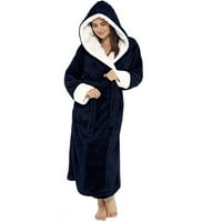 Pidžama za žene ženski zimski plišani ekstra dugi šal kućni ogrtač ogrtač dugih rukava kaput Ženska odjeća za spavanje Mornarsko