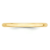 Lagani polukružni prsten od žutog zlata, veličine 5