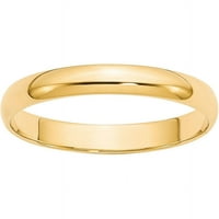 Zlato, karatno žuto zlato, lagani polukružni Prsten, Veličina 7