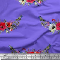 Pamučna tkanina od batista u A-listama i cvijeću Anemone širine dvorišta