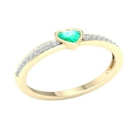 Imperijalni dragulj 10k žuto zlato srce rezano smaragdno ct tw dijamantni naglasak ženski prsten