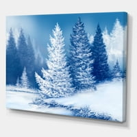 Snježno prekrivena stabla s snova smreke šuma slika platno umjetnički tisak