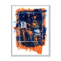 DesignArt 'mornarsko plava i narančasta sažetak' Moderno uokvireno platno zidno umjetnički tisak