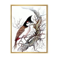 DesignArt 'drevna lijepa ptica na grani' tradicionalno uokvireno platno zidne umjetničke tisak