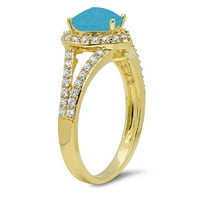 Prsten za godišnjicu zaruka od 18k žutog zlata s imitacijom tirkizne boje u obliku srca od 1,49 karata, veličine 11