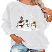 Ženska labava Božićna majica s kapuljačom, Povremeni pulover s grafičkim printom snjegovića, vrhovi
