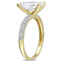 Carat T.G.W. Ovalno izrezana moissanit i karat T.W. Dijamantni 14KT zaručnički prsten od žutog zlata