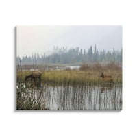 Životinje koje ispašu Creek Pejzažni krajolik galerija fotografija zamotana platna za tisak zidne umjetnosti