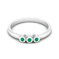 Maleni Ženski vjenčani prsten okruglog oblika u zelenoj boji od srebra od srebra nježni nakit