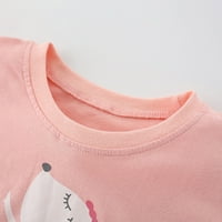 Majice za djevojčice, dječja ljetna ružičasta dječja odjeća, dječja majica kratkih rukava s okruglim vratom s likovima iz crtića