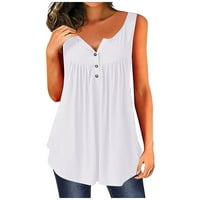 Ženske ljetne majice s naramenicama bez rukava S okruglim vratom, jednobojna bluza u bijeloj boji