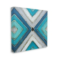 Stupell Industries Geometric Plava siva pločica simetrično uzorka dizajna platna zidna umjetnička dizajna Britt Hallowell, 17 17