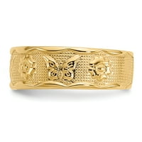 Prsten za prst od žutog zlata s cvijetom i leptirom od netaknutog karatnog zlata