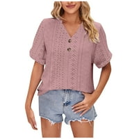 Ženske modne casual majice, jednobojne majice kratkih rukava, puloveri s izrezom u obliku slova A, majice