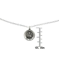Primal Silver Sterling Silver Antiqued Saint Lucy medalja na kablovskom lancu