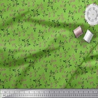 Zelena pamučna tkanina od vela u širini dvorišta s otiskom bobica i lišća