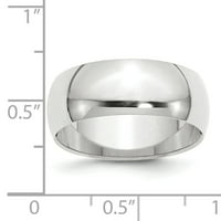 Polukružni zaručnički prsten od bijelog zlata od 14 karata, veličine 5. WHR080
