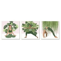 Stupell Industries joga pozira ženske figure Namaste opuštanje zidne plakete za brilu popp, komad, 12 12