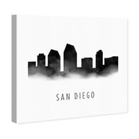 . Zidni umjetnički otisci na platnu akvarel San Diega američkog grada-crno, bijelo