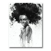 Designart 'Crno -bijeli portret Afroamerikanke III' Moderni platno zidne umjetničke tiska