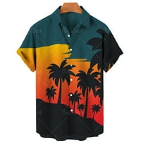 Nove havajske majice s printom kokosovog drveta za zalazak sunca, preveliki muški vrhovi, modni odmor na moru s kratkim rukavima