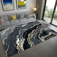 Luksuzni Crno-zlatni mramorni tepih za dnevnu sobu, crno-sivi središnji tepisi, moderni tepih za spavaću sobu 5'6'