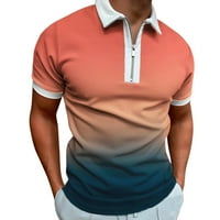 Majice za muškarce, Muška Casual bluza s gradijentnim printom s patentnim zatvaračem s odbijenim ovratnikom, majice kratkih rukava