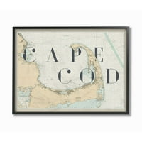Vintage Karta plaže Cape Cod numbers uokvirena zidna umjetnost Daphne Polselli