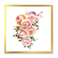 DesignArt 'Buket od ružičastih ruža cvijeća' tradicionalni uokvireni umjetnički tisak