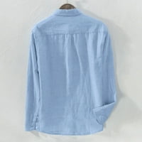 + Pamučna lanena košulja dugih rukava s ovratnikom pulover ležerna jednobojna majica za plažu