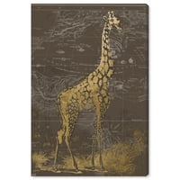 Wynwood Studio životinje zidne umjetničke platnene otiske Giraffe Sahara zoološki vrt i divlje životinje - zlato, smeđa