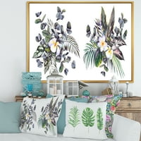 DesignArt 'Plumeria frangipani cvjetovi s tradicionalnim uokvirenim platnenim zidnim umjetničkim tiskom u okviru tropskih buketa