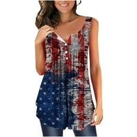Majice američke zastave Plus Size za žene smiješna majica sa zvijezdama i prugama majica s printom Dana neovisnosti prsluk, široki