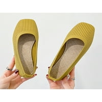 Stanovi; pletene ravne cipele s četvrtastim prstima; Ležerne cipele za šetnju na otvorenom; jednobojne natikače; žuta 4,5