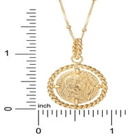 Ženski pozlaćeni privjesak od srebrnog novčića Jessice Simpson, 18-inčni lanac od perli