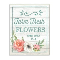 Stupell Industries Farma Svježe cvjetove Rustikalno drveno teksturirane riječi Dizajn riječi Bijela drvena ploča od strane Mary Urban