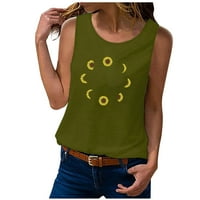 Rasprodaja ženskih vrhova za dame, ljetne ženske Ležerne majice s okruglim vratom s printom suncokreta