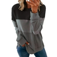 Ženska ležerna široka majica s okruglim vratom Plus size jesenska Moda pulover s prugama dugih rukava modni kaput