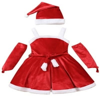 Dodaci / božićni kostim Djeda Božićnjaka za djevojčice, haljina bez rukava s remenom + rukavice + šešir, komplet