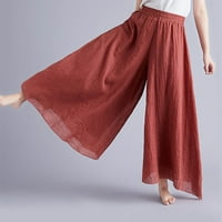 $ / ženske hlače na rasprodaji Ležerne široke modne hlače s elastičnim pojasom s printom hlače crvene boje labave veličine