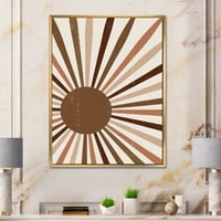 DesignArt 'Svijetli minimalistički sjajni terakota Sun Rays' Modern Framed Canvas Wall Art Print